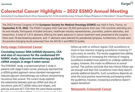 Faits saillants sur le cancer colorectal -  Congrès annuel de l'ESMO 2022